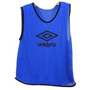 Vintage 90s Umbro Jersey Top Youth Large Blue Sleeveless Logo Perforated Logo